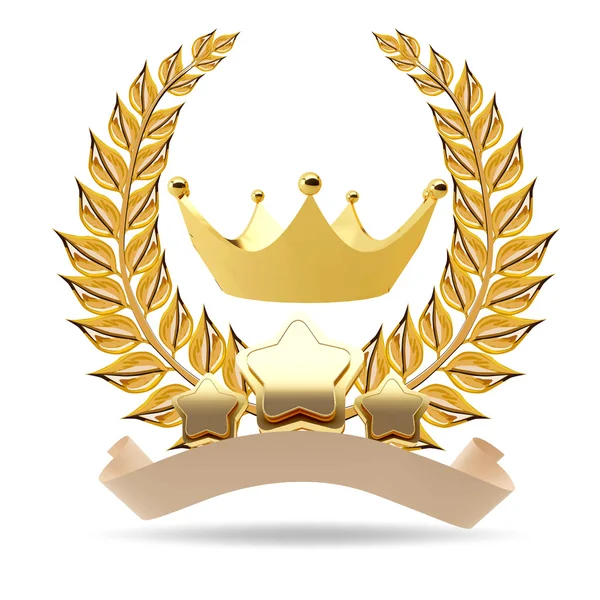 Gold crown laurel wreath winner frame isolated — Stock Vector