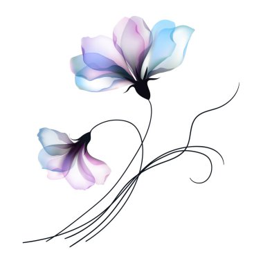 Suluboya çiçekleri davetiye illüstrasyon vektörünü gösterir. Vektör illüstrasyonu