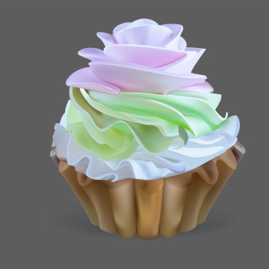 illustration isolated cake basket with cream, vector