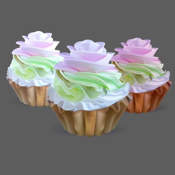 Illustration isolated cake basket with cream, vector — 图库矢量图片