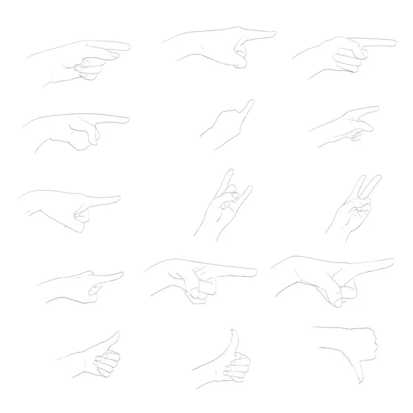 Ponteiro mão dedo gestos mão vetor —  Vetores de Stock