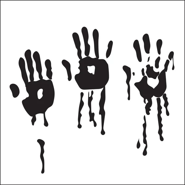Handabdruck Blut Hand Vektor Illustration des Hängens kopfüber und im Flug, zum Drucken von Etiketten und Bürodekoration, Handwerk, Vorlage zum Schneiden — Stockvektor