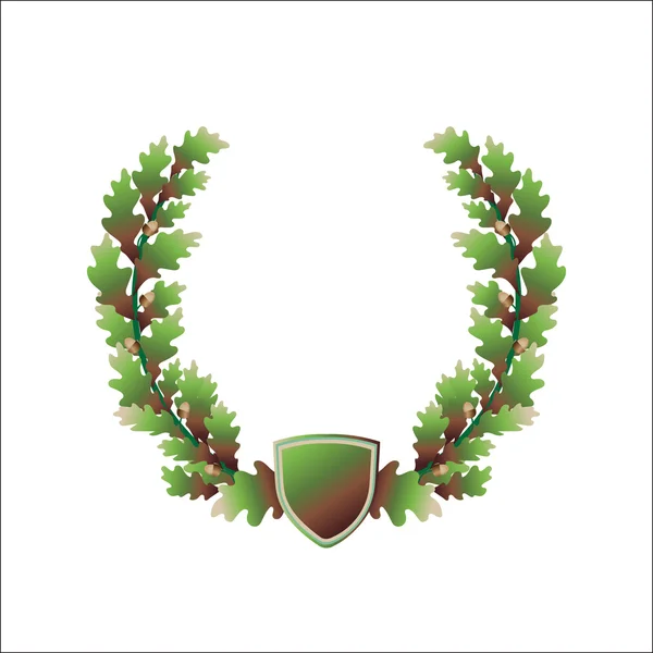 Oak wreath, acorns, coat of arms, vintage template frame for logo — Wektor stockowy