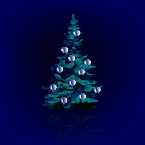 Weihnachtsbaum mit bunten Kugeln geschmückt, Vektor isoliert — Stockvektor