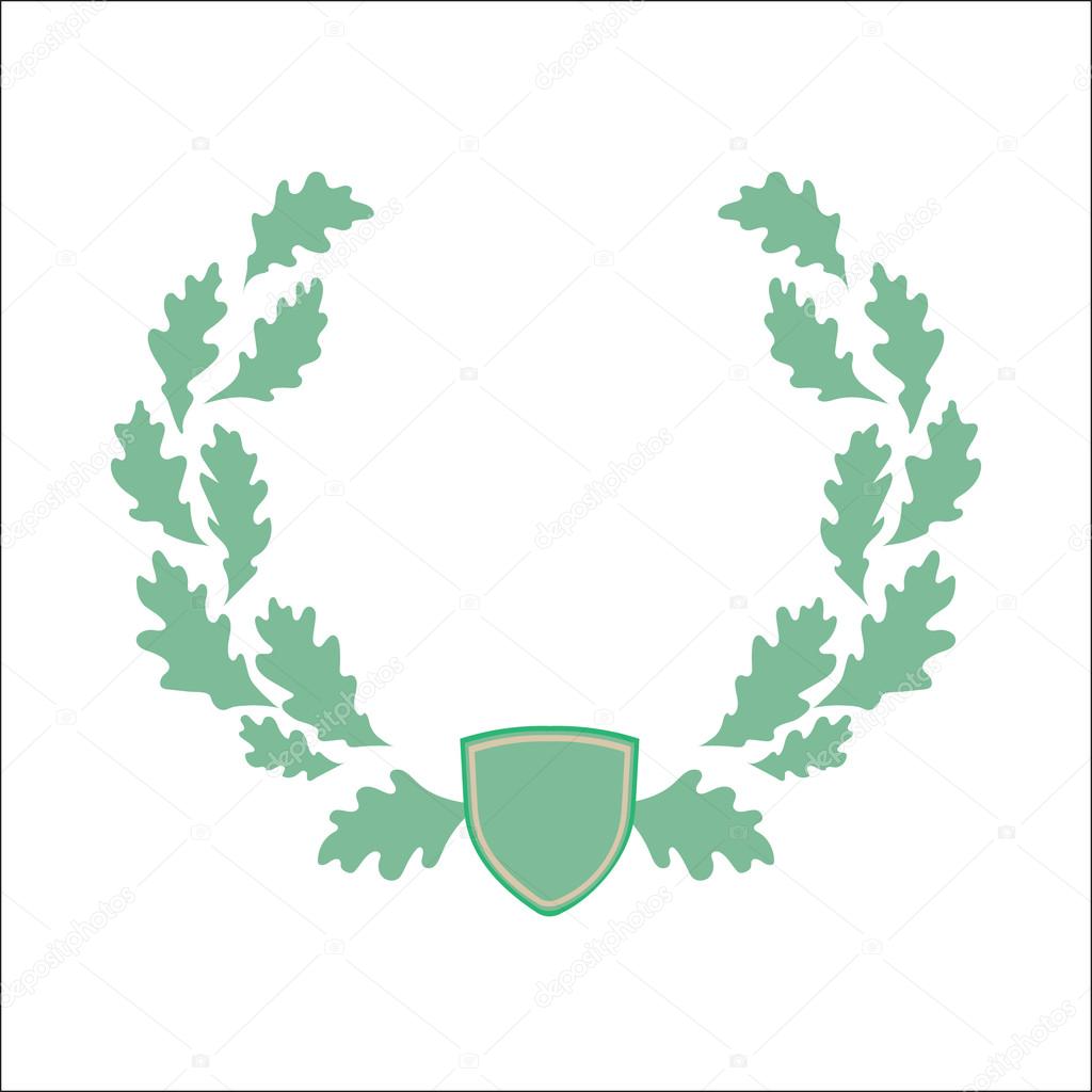 oak wreath, acorns, coat of arms, vintage template frame for logo