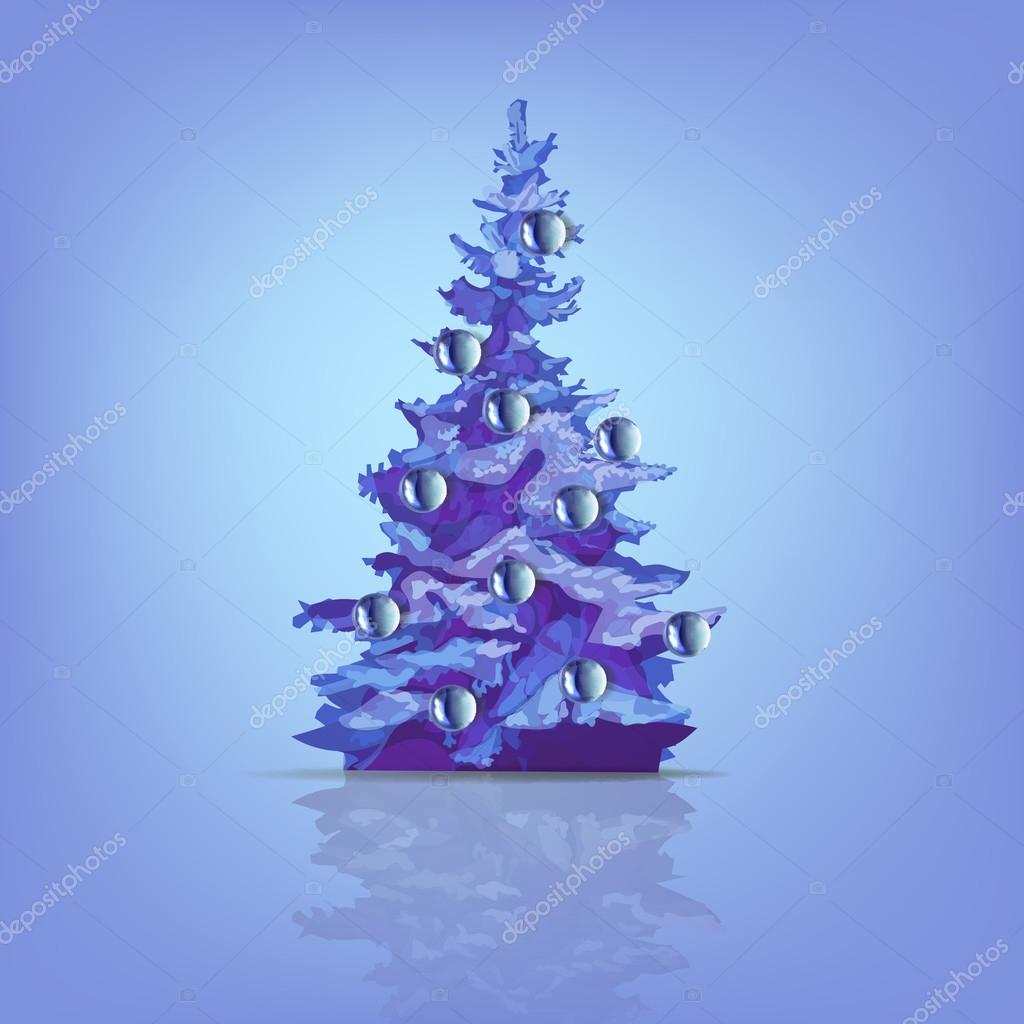 Albero di Natale decorato con palline colorate vettore isolato — Vettoriale Stock
