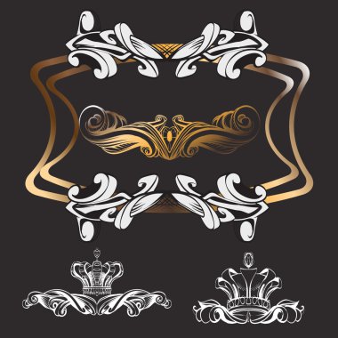 crown vector, decorative elements in vintage style for decoration layout, framing, for text for advertising, vector illustration, sketch, drawing hands, pen and ink