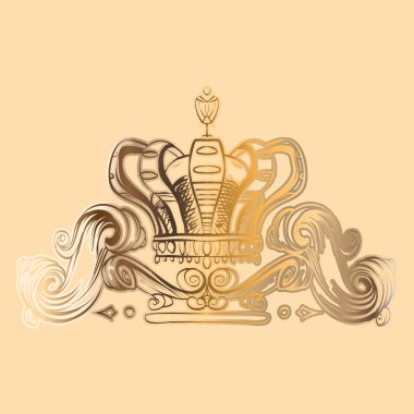 crown vector, decorative elements in vintage style for decoration layout, framing, for text for advertising, vector illustration, sketch, drawing hands, pen and ink