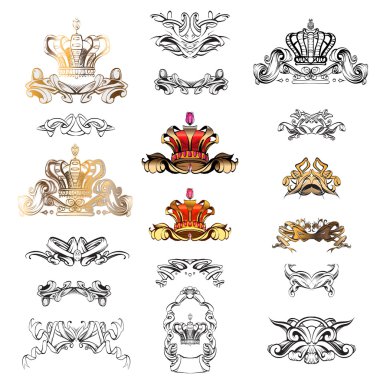 crown vector, decorative elements in vintage style for decoration layout, framing, for text for advertising, vector illustration, sketch, drawing hands, pen and ink