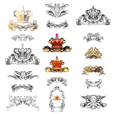 crown vector, decorative elements in vintage style for decoration layout, framing, for text for advertising, vector illustration, sketch, drawing hands, pen and ink