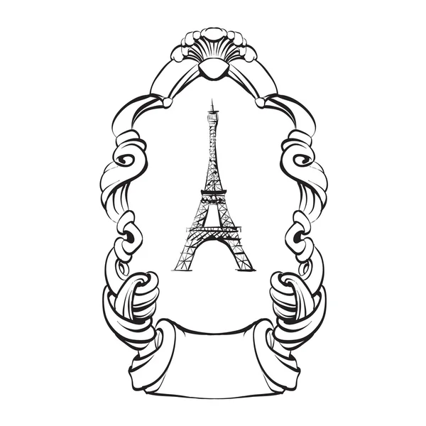 Tour Eiffel Paris esquisse vectorielle contour — Image vectorielle