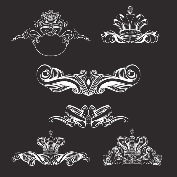 Crown vector, decorative elements in vintage style for decoration layout, framing, for text for advertising, vector illustration, sketch, drawing hands, pen and ink — Stok Vektör