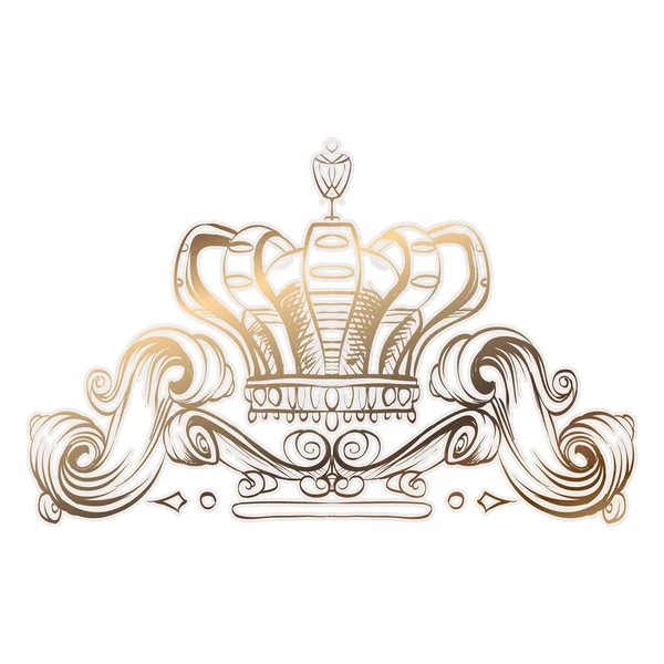 Crown vector, decorative elements in vintage style for decoration layout, framing, for text for advertising, vector illustration, sketch, drawing hands, pen and ink — Stockový vektor
