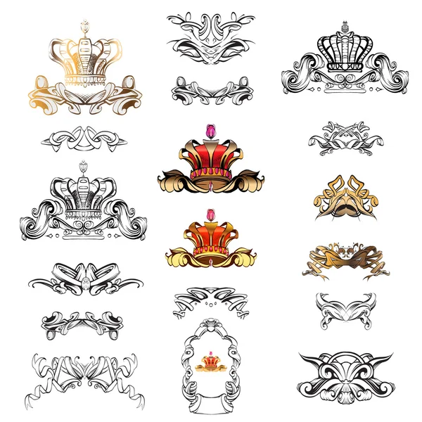 Crown vector, decorative elements in vintage style for decoration layout, framing, for text for advertising, vector illustration, sketch, drawing hands, pen and ink — Stok Vektör