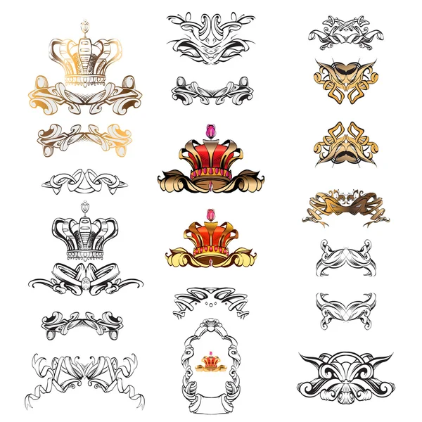 Crown vector, decorative elements in vintage style for decoration layout, framing, for text for advertising, vector illustration, sketch, drawing hands, pen and ink — 스톡 벡터