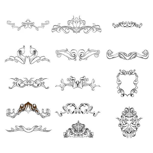 Decorative elements in vintage style for decoration layout, framing, for text for advertising, vector illustration hands — Stock Vector