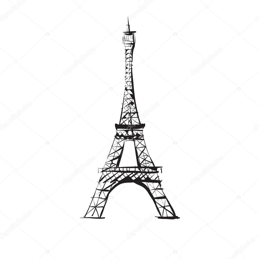 Eiffel Tower Paris sketch vector outline