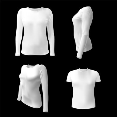 Beyaz T-shirt uzun kollu kadınlar vektör, beyaz arka plan üzerinde izole ile