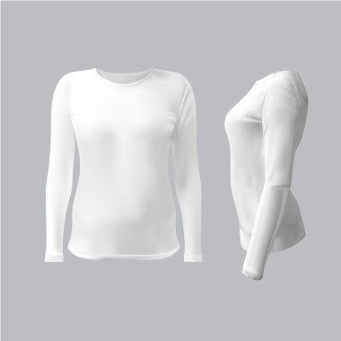 Beyaz T-shirt uzun kollu kadınlar vektör, beyaz arka plan üzerinde izole ile