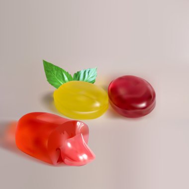 şeker kutsal kişilerin resmi, vektör nesnesi izole, şeffaf bir lolipop vitamini şeker öksürük tatlı nane ile doldurulmuş sarmalayıcı içinde emme emme sıvı dolum