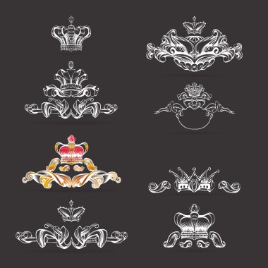 taç vektör, vintage tarzı dekorasyon düzeni, dekoratif elemanları çerçeveleme, metin reklam için için vektör çizim eller