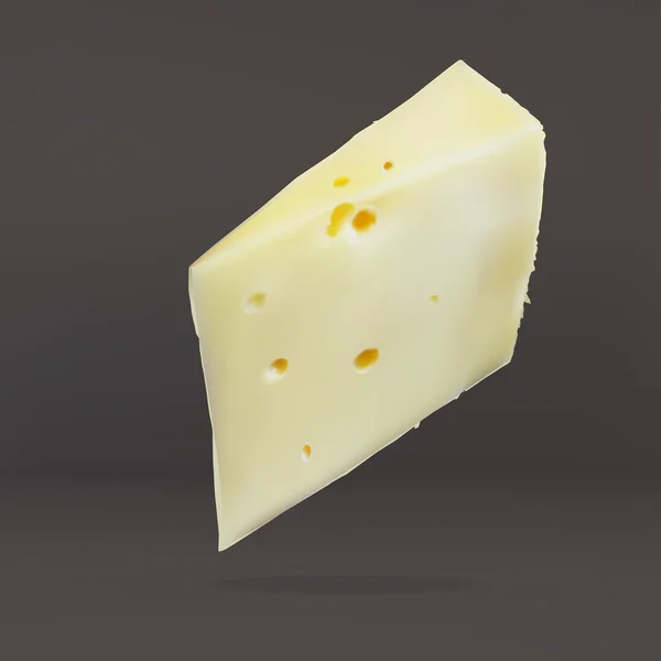 Rodajas de queso, con agujeros cortados, aislados, vector realista — Vector de stock