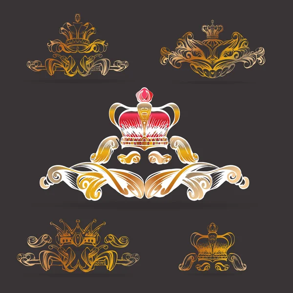 Vector corona, elementos decorativos en estilo vintage para la disposición de la decoración, encuadre, para el texto para la publicidad, vector ilustración manos — Vector de stock