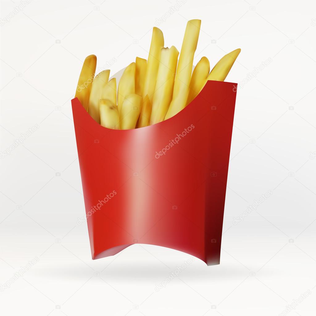 a bag of French fries paper, vector