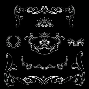 vintage tarzı dekorasyon düzeni, reklam için çerçeveleme için dekoratif öğeler resimde elleri vektör