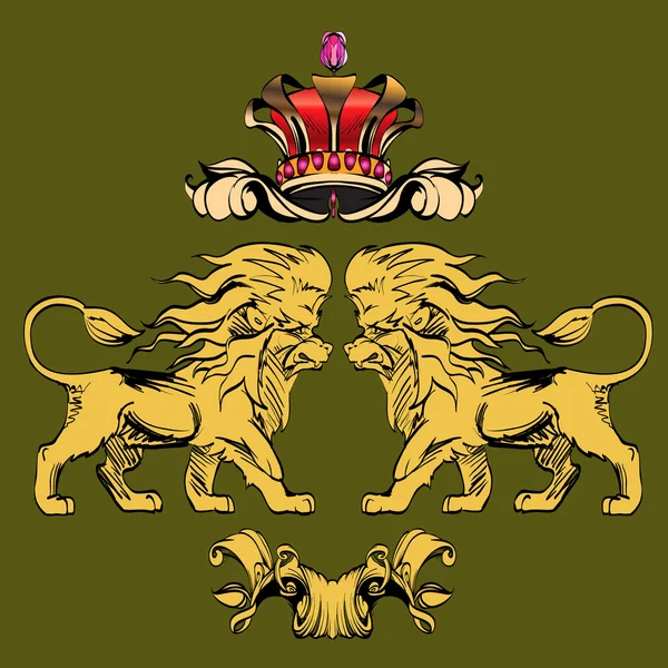 Fond héraldique pour le logo, l'emblème, le lion et le tissu de bouclier , — Image vectorielle