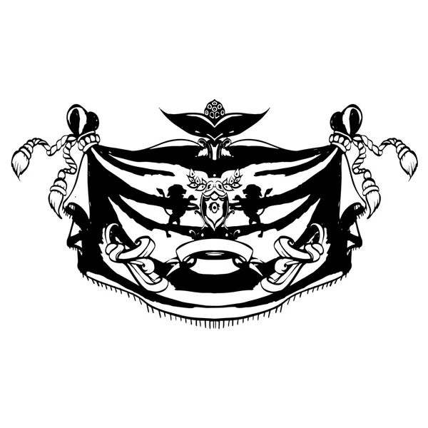 纹章学背景标志、 会徽、 狮子和屏蔽布, — 图库矢量图片