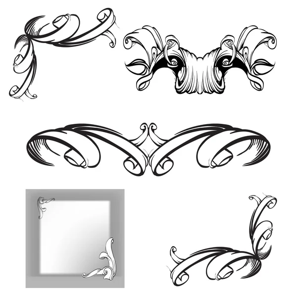 Elementos decorativos en estilo vintage para la disposición de la decoración, fram — Vector de stock