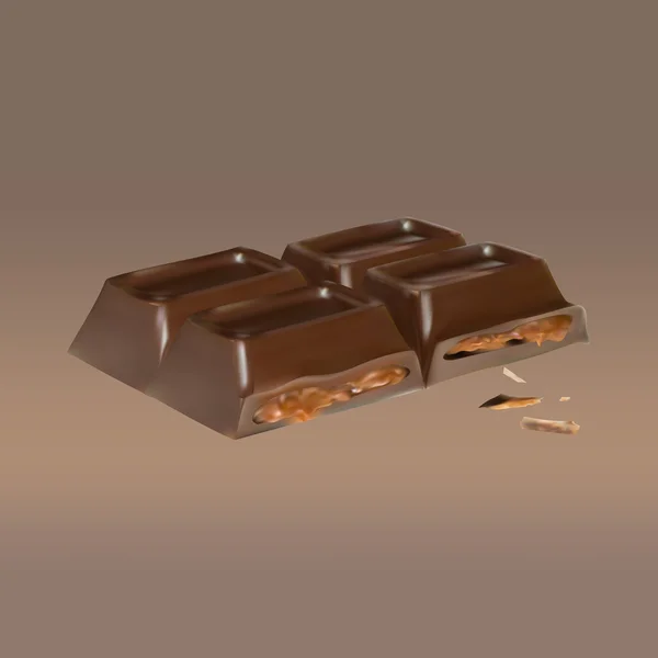 Barra de chocolate canela dentro de relleno, icono, ob vector aislado — Vector de stock