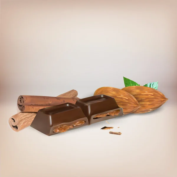 Chocoladereep kaneel binnen vulling, pictogram, geïsoleerd vector ob — Stockvector