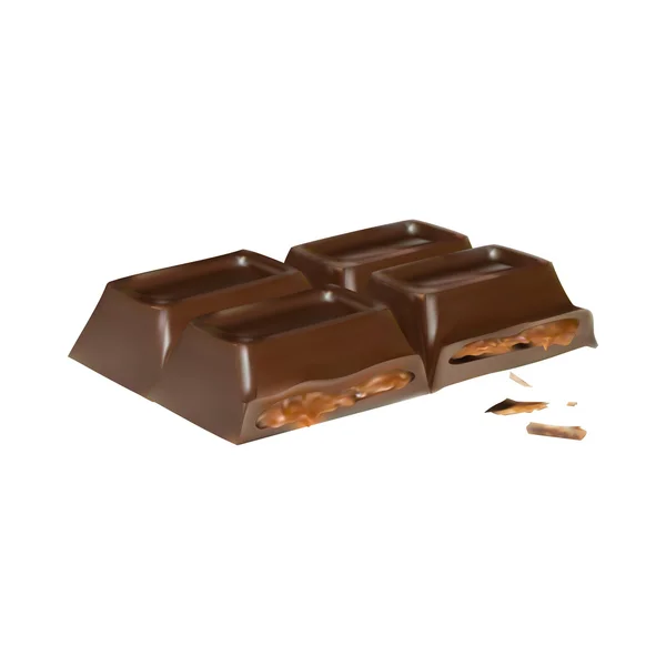 Barra de chocolate canela dentro de relleno, icono, ob vector aislado — Vector de stock