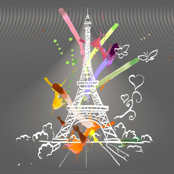 Torre Eiffel romántico corazón marco vector ilustración — Archivo Imágenes Vectoriales