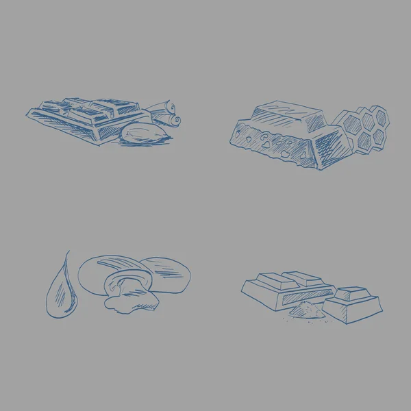 Chocolate, boceto, miel, dulces, dibujo, dibujos vectoriales — Vector de stock