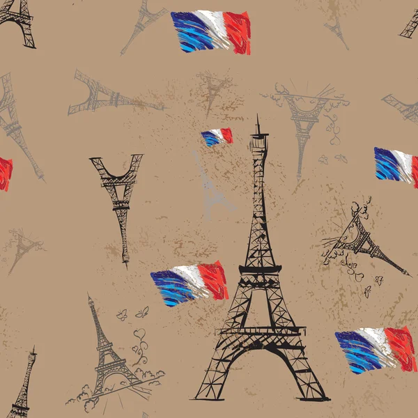 Torre Eiffel romântico coração quadro vetor ilustração —  Vetores de Stock