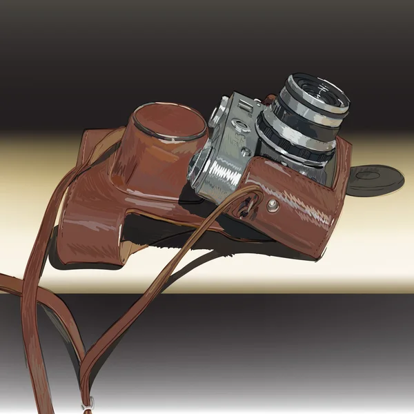 Παλιά εκλεκτής ποιότητας φωτογραφική μηχανή με το διάνυσμα ταινία κάλυμμα απομονωθεί — Διανυσματικό Αρχείο