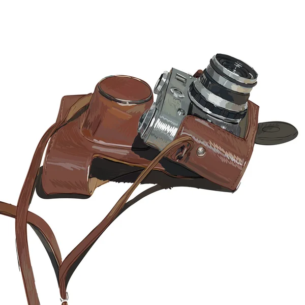 Vieja cámara vintage con cubierta vector de película aislado — Vector de stock