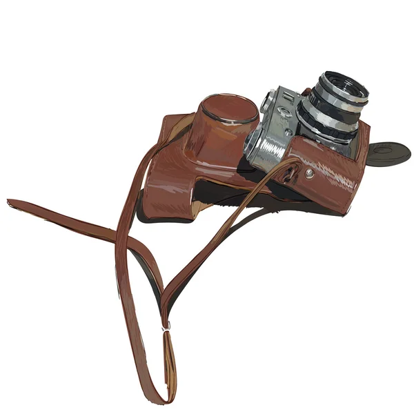 Vecchia fotocamera vintage con pellicola di copertura vettoriale isolato — Vettoriale Stock