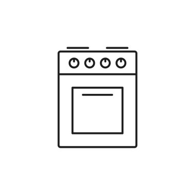 Mutfak sobası ikonu, gaz ocağı çizgisi izole edilmiş. Mutfak ekipmanı işareti.