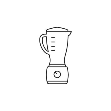 Gıda işlemcisi karıştırıcı çizgisi simgesi, vektör izole edilmiş basit mutfak malzemesi illüstrasyonu.