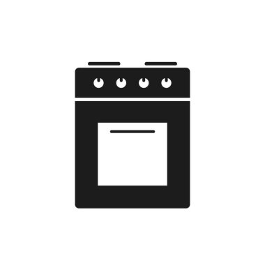 Mutfak sobası ikonu, gaz sobası silueti izole görüntü. Mutfak ekipmanı işareti.