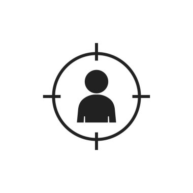 Hedef izleyici simgesi, içerideki adam vektör izole edilmiş sembolü hedefle.