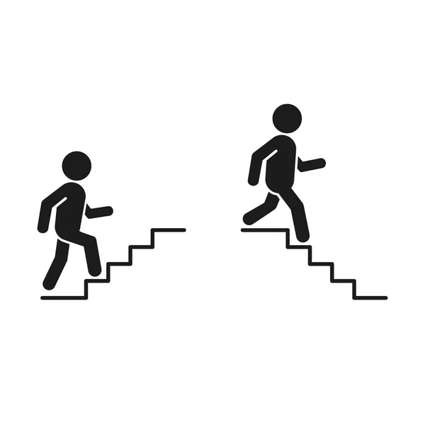 Sinal Ícone Cima Baixo Caminhando Homem Escada Design Plano Ilustração —  Vetores de Stock