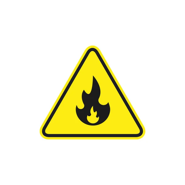 Vuurwaarschuwingsbord Gele Driehoek Ontvlambare Ontvlambare Stoffen Icoon Vector Geïsoleerd Teken — Stockvector
