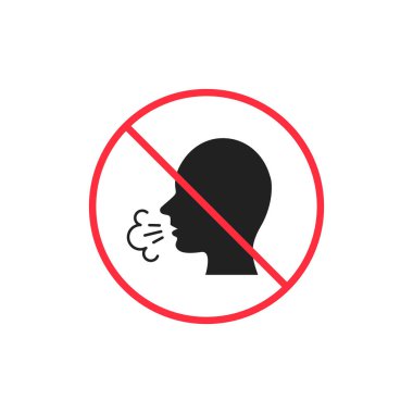 Hapşırmak yok öksürük vektörü ikonu yok. Düz tabela beyaz arkaplanda izole.