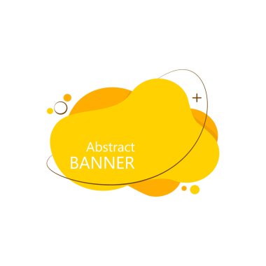 Soyut sıvı Banner. Vektör Şablonu Modern Tasarım. Dinamik sıvı sarı bayrak şekli.