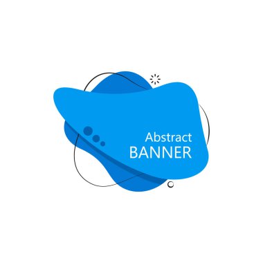 Soyut sıvı Banner. Vektör Şablonu Modern Tasarım. Dinamik sıvı mavi bayrak şekli.